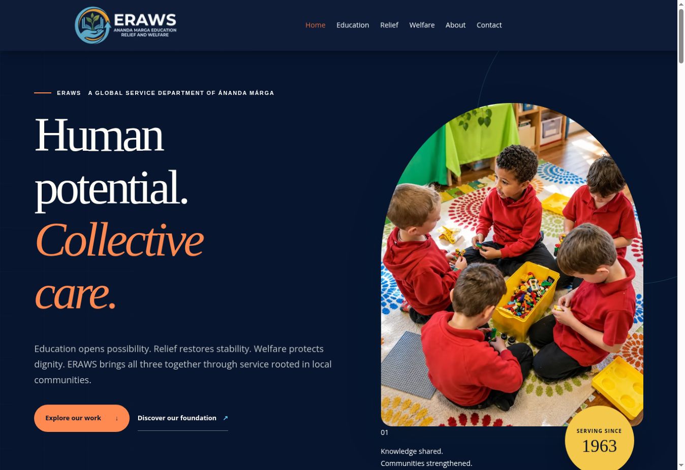 ERAWS Global homepage — Education, Relief and Welfare